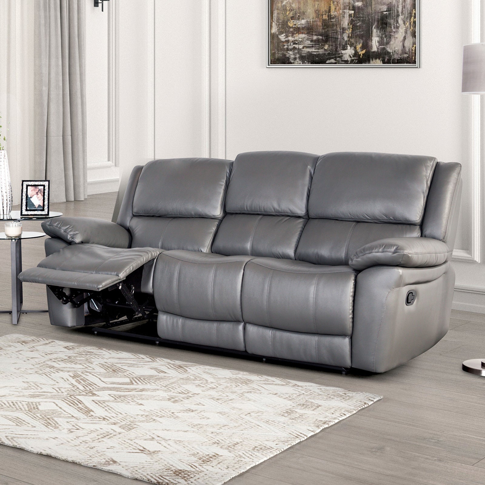 Glarus Dark Gray Leather Match Reclining Living Room Set