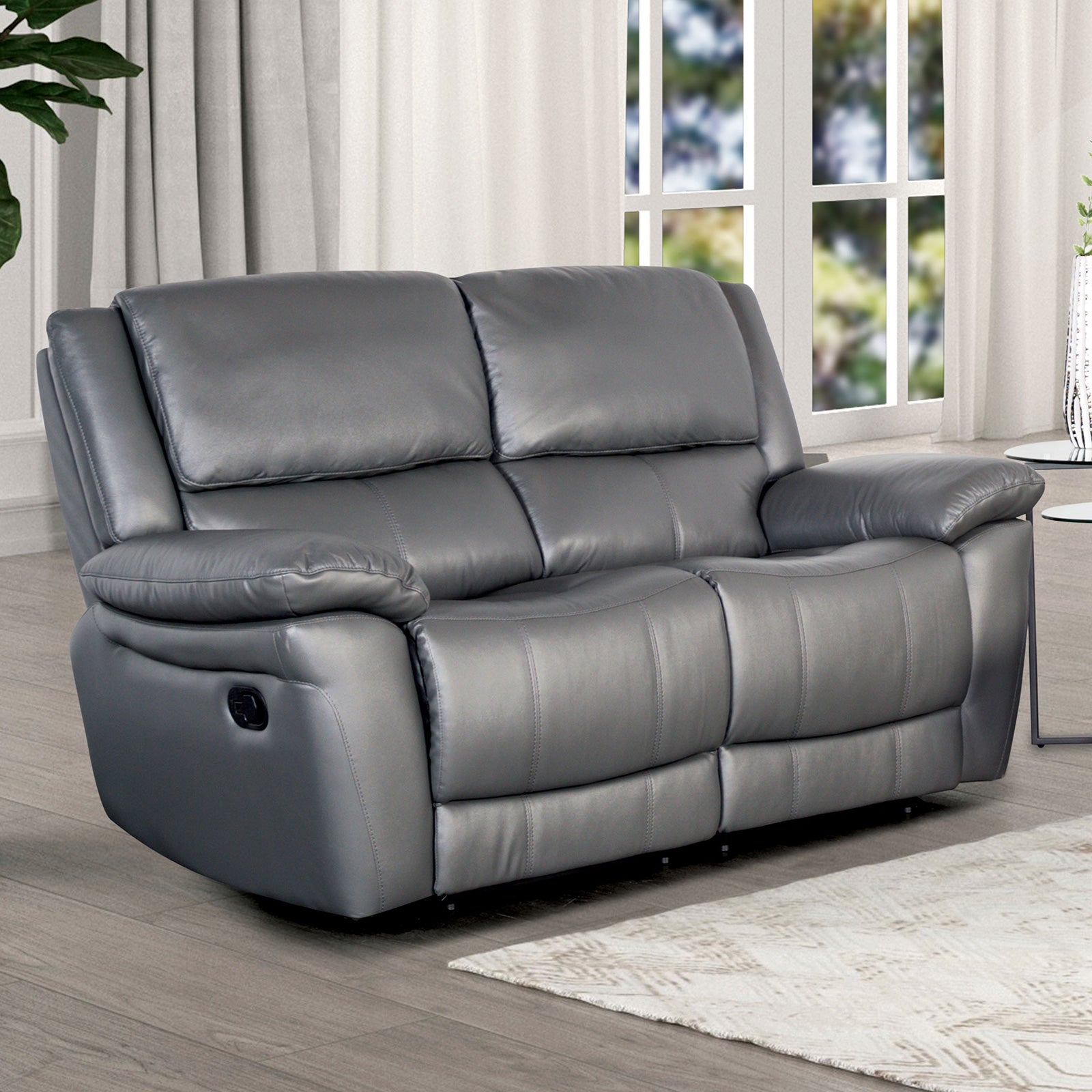 Glarus Dark Gray Leather Match Reclining Living Room Set