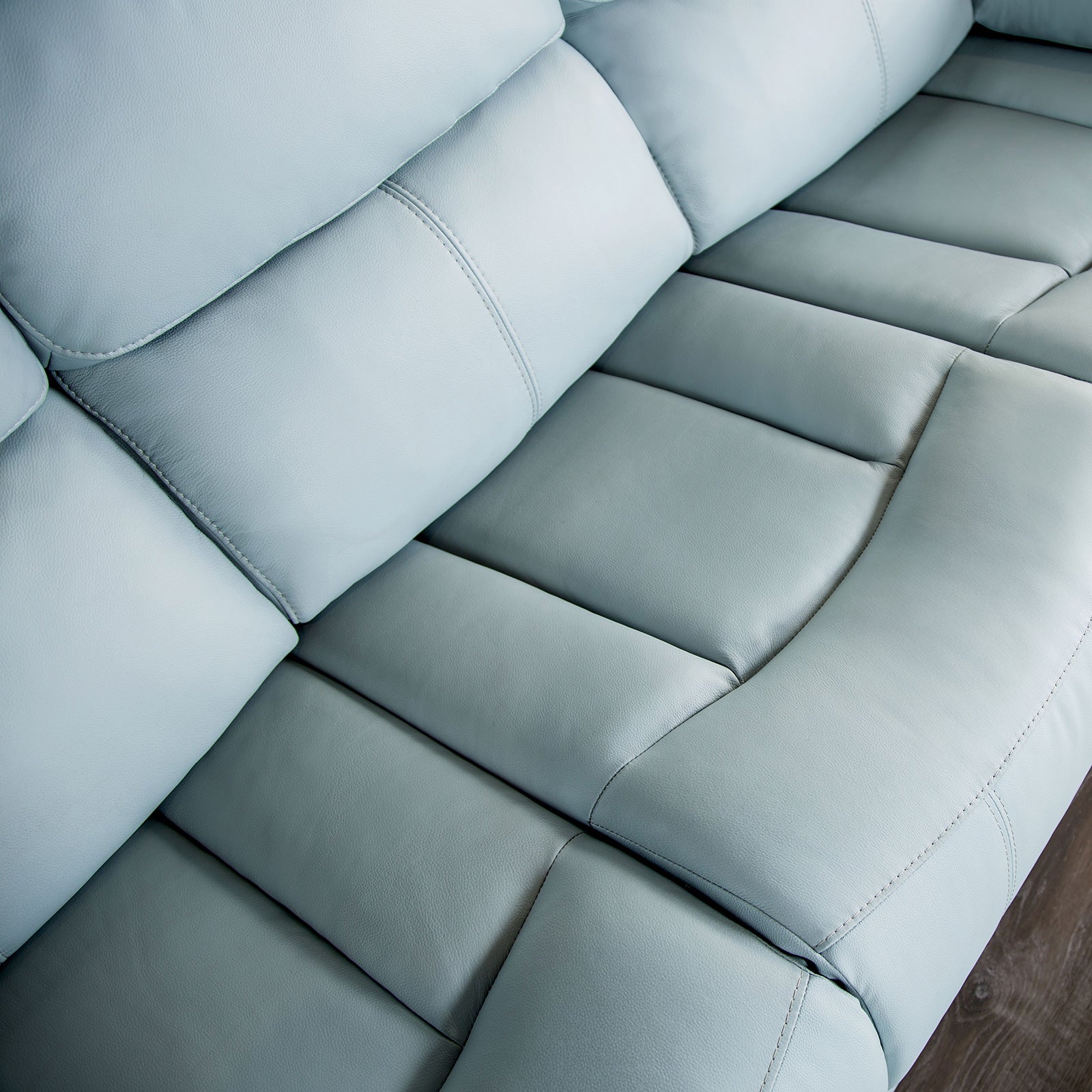 Glarus Powder Blue Leather Match Reclining Living Room Set