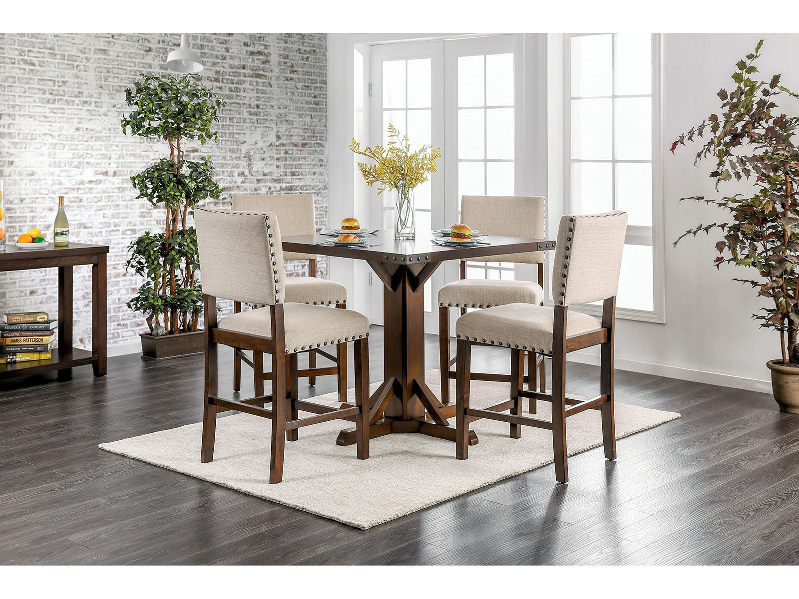 Glenbrook Brown Cherry/Ivory 5 Pc. Counter Height Table Set