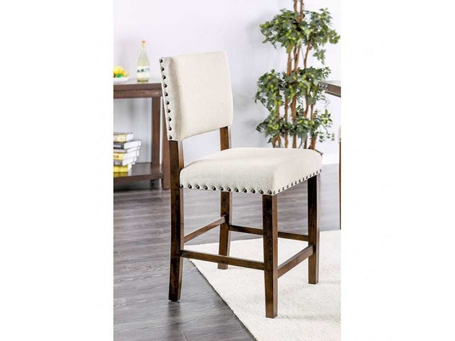 Glenbrook Ivory Linen & Brown Cherry Counter Height Side Chair (Set of 2)