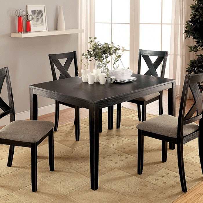Glenham Brushed Black & Brown Dining Set / 5pc