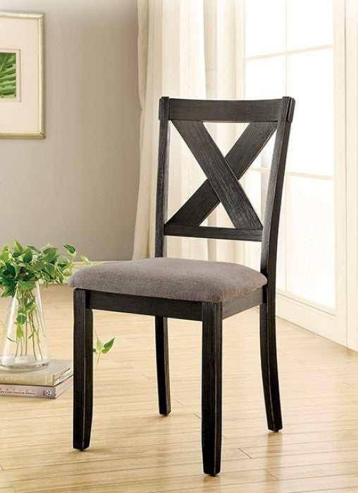 Glenham Brushed Black & Brown Dining Set / 5pc