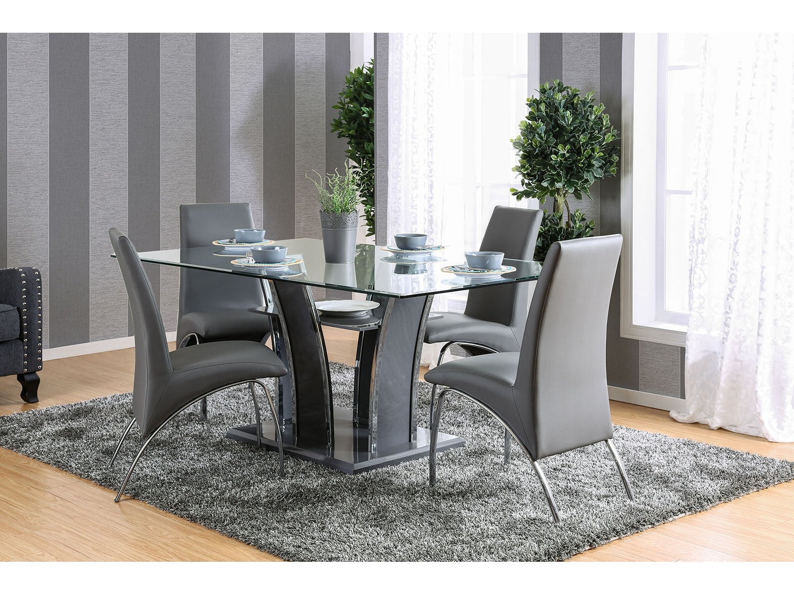 Glenview Gray/Chrome 7 Pc. Dining Set