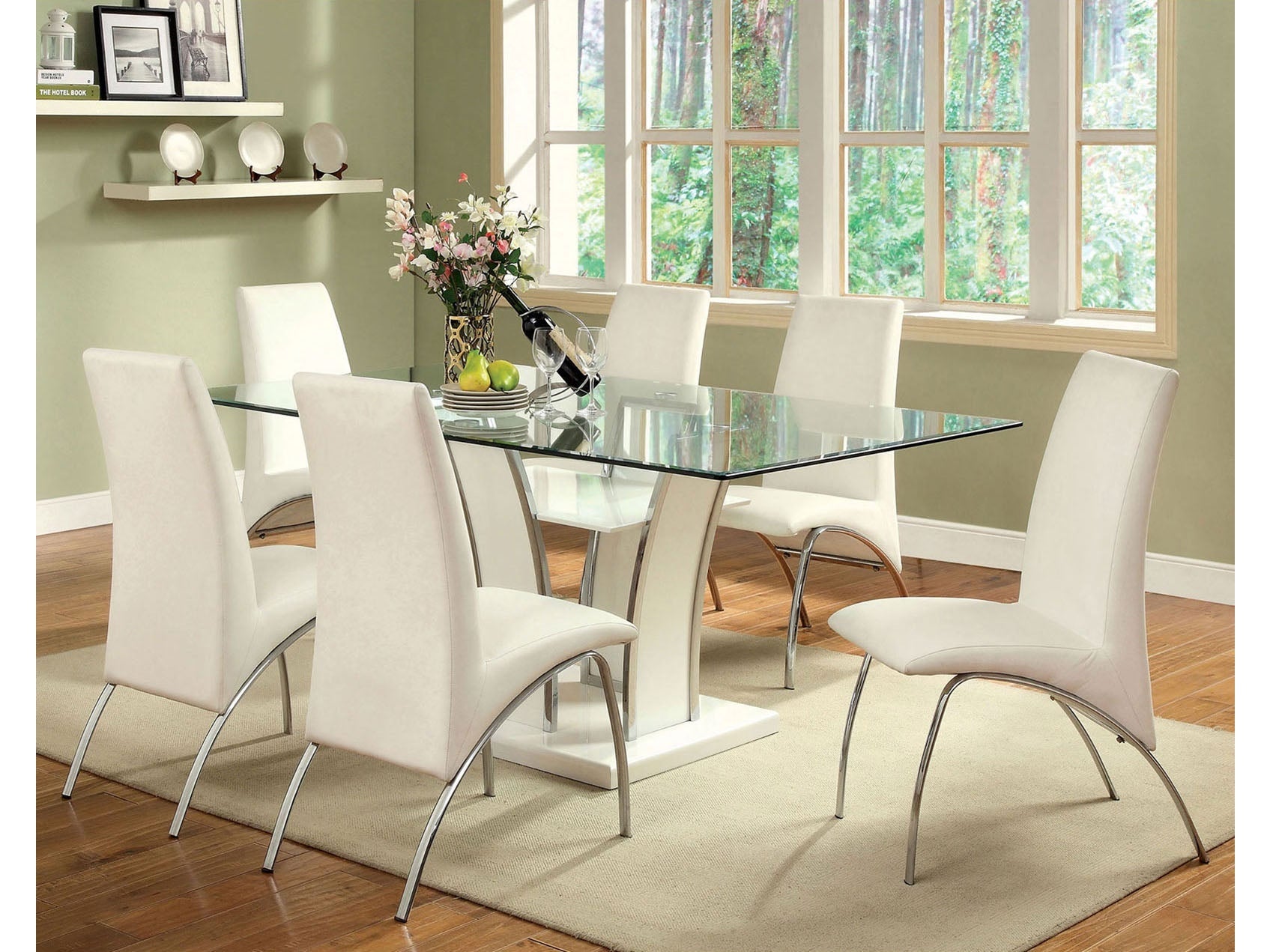 Glenview White/Chrome 7 Pc. Dining Set