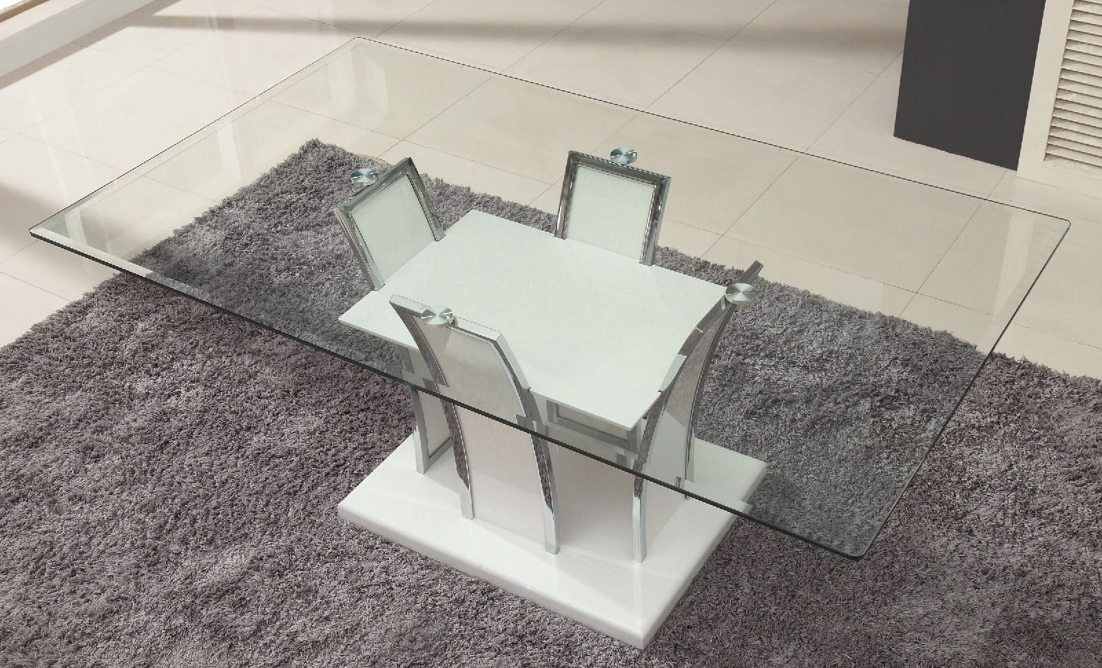 Glenview White/Chrome 7 Pc. Dining Set