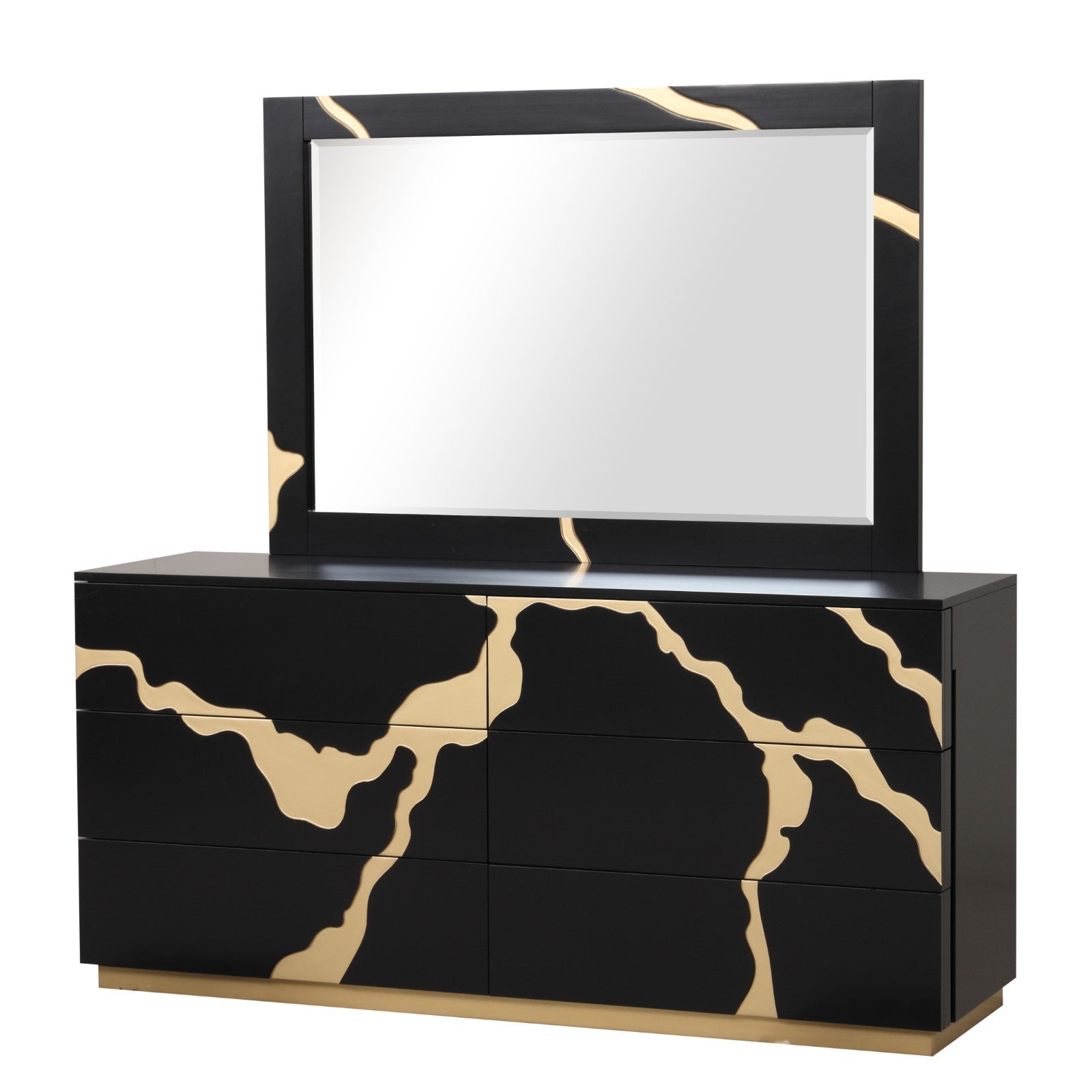 Goldsberg Black/Gold Queen 5 Piece Bedroom Set w/2 Nightstands