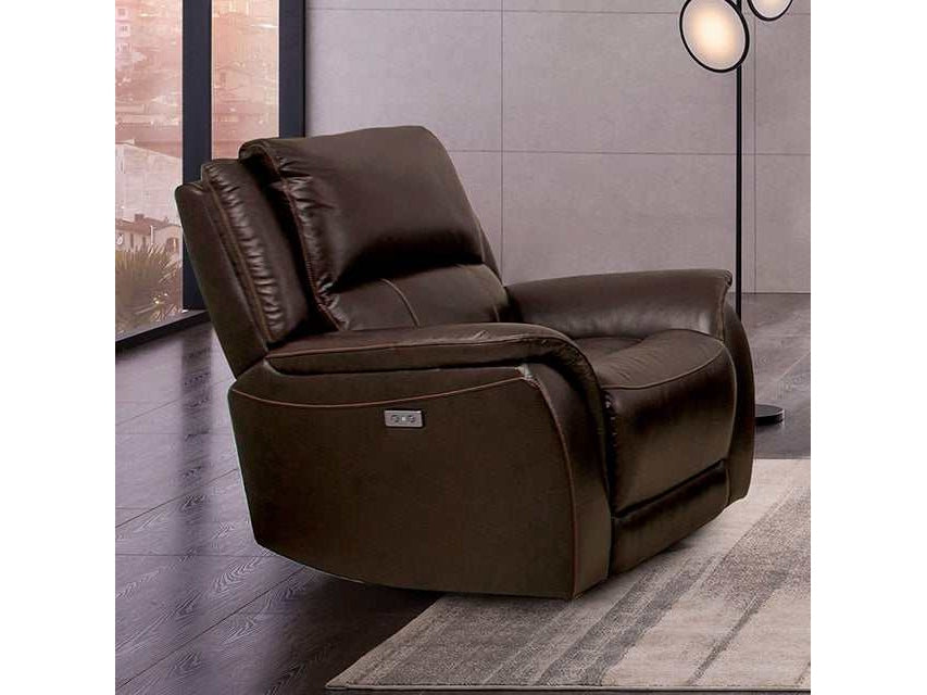 Gorgius Espresso Top Grain Leather Match Power Recliner