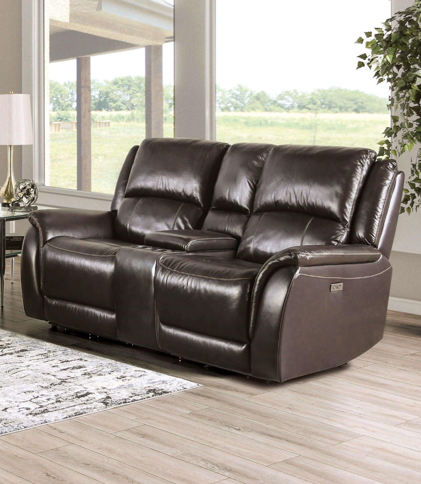 Gorgius Espresso Top Grain Leather Match Power Reclining Sofa & Loveseat
