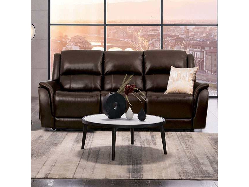 Gorgius Espresso Top Grain Leather Match Power Reclining Sofa