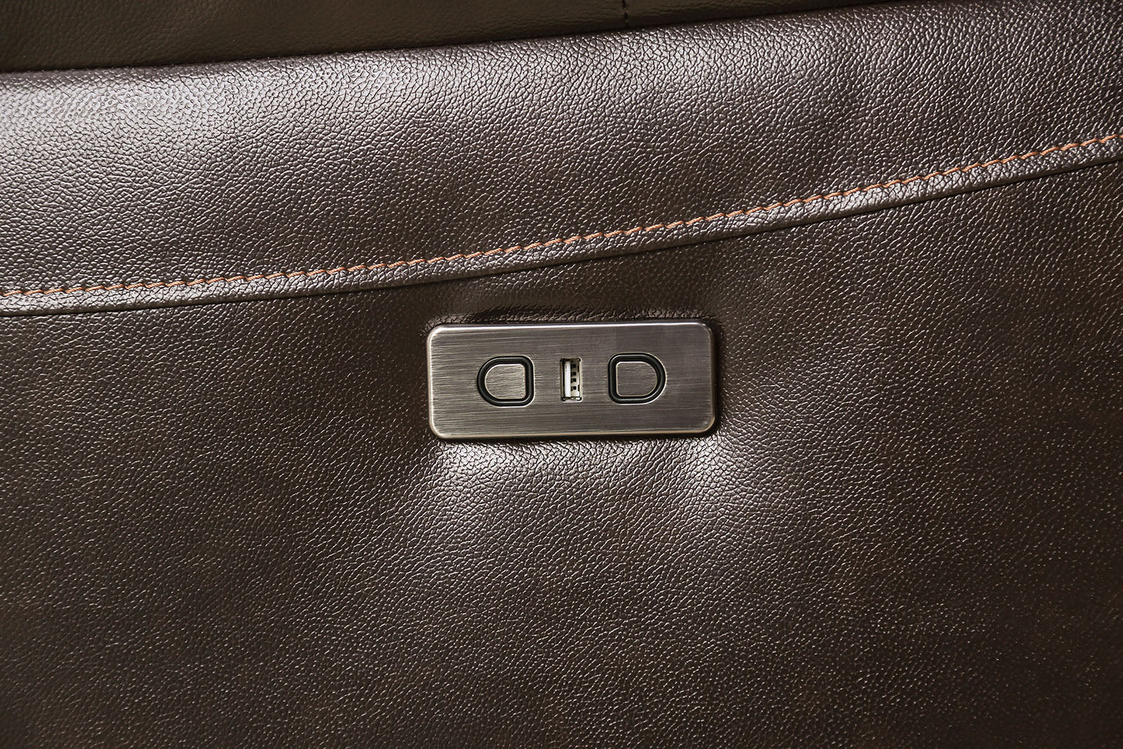 Gorgius Espresso Top Grain Leather Match Power Sectional
