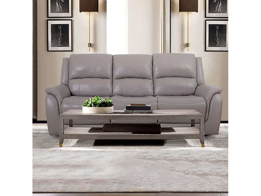 Gorgius Light Gray Top Grain Leather Match Power Reclining Sofa
