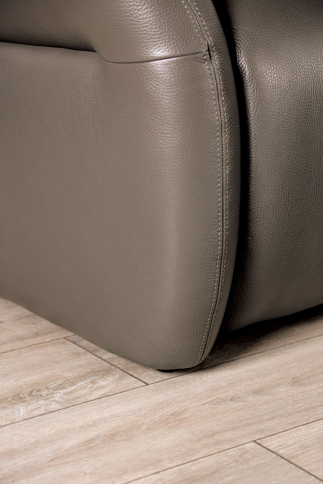 Granucci Gray Real Italian Leather Reclining Sofa