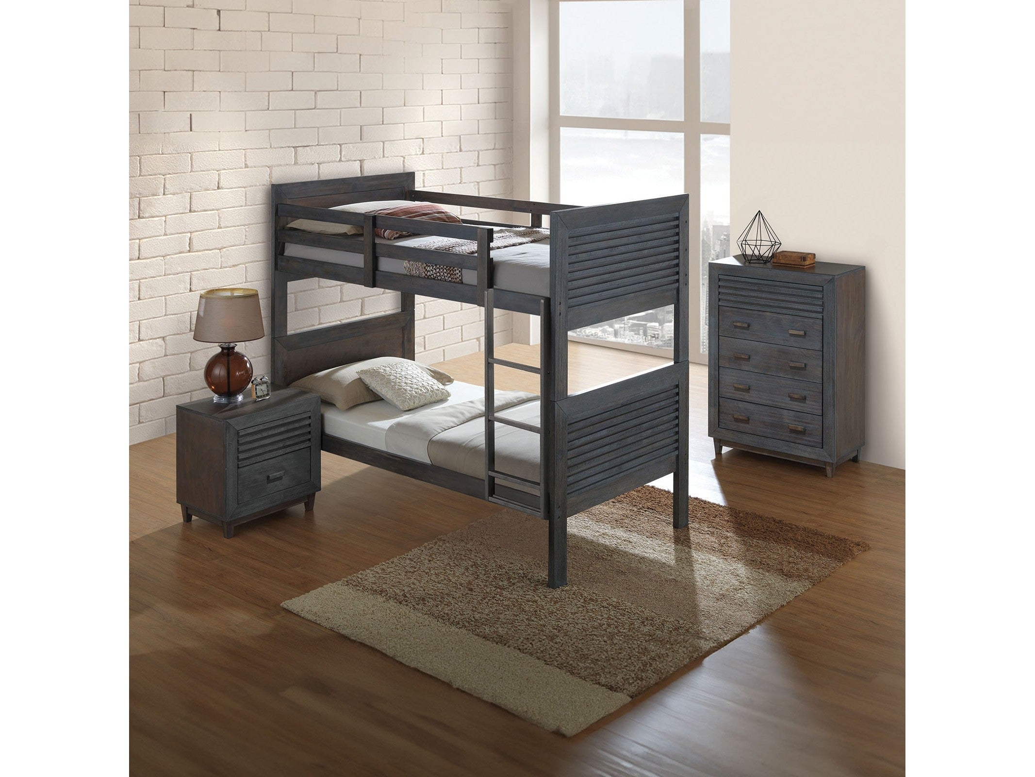 Griffin Charcoal Brown Twin 4 Piece Bedroom Set