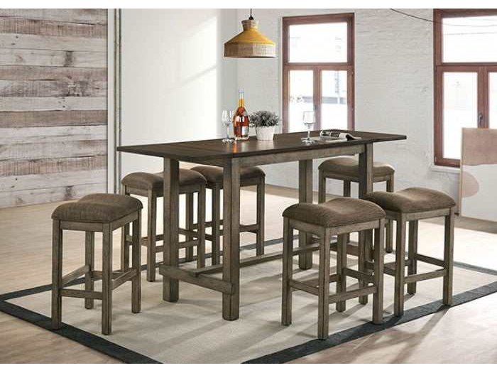 Gumboro Dark Walnut & Chestnut Counter Height Dining Room Set