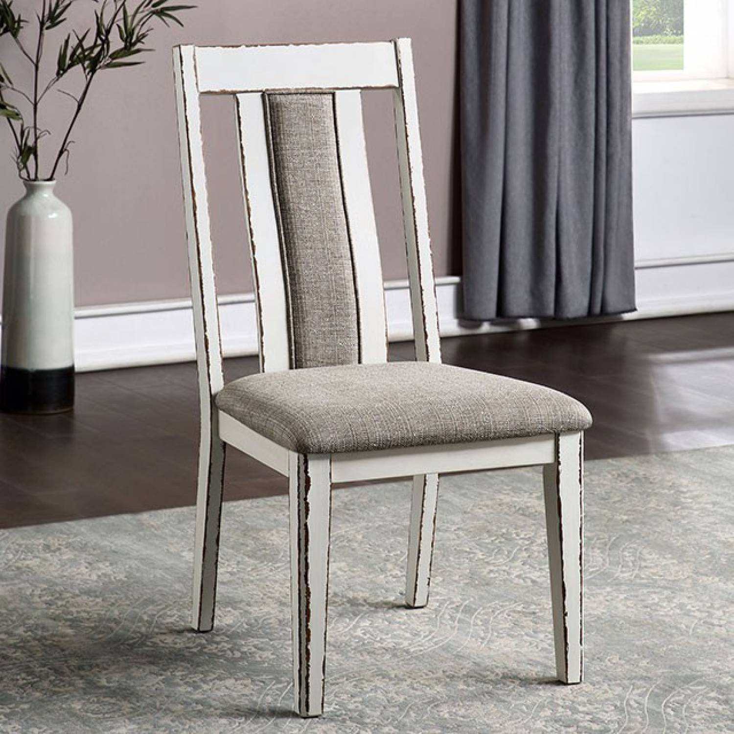 Halsey Weathered White/Dark Walnut Dining Set w/ 18" Butterfly Leaf Table