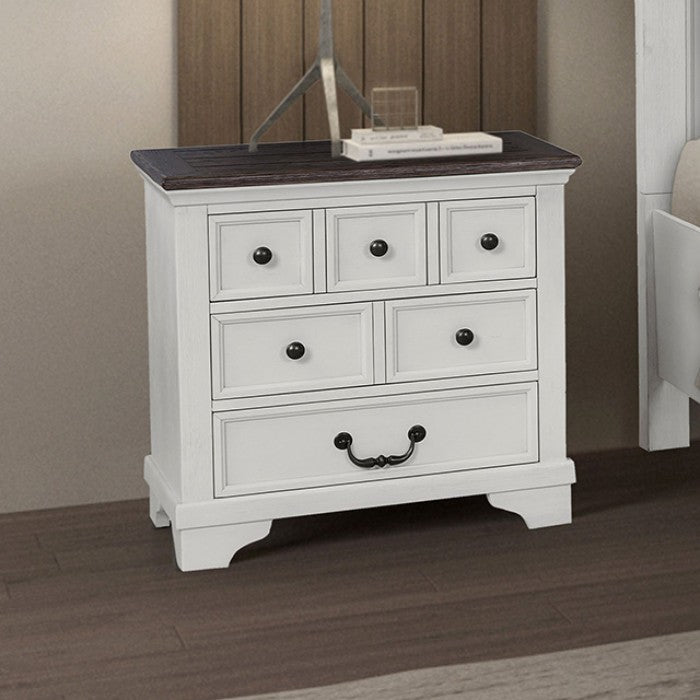 Hampstead White/Dark Brown Nightstand