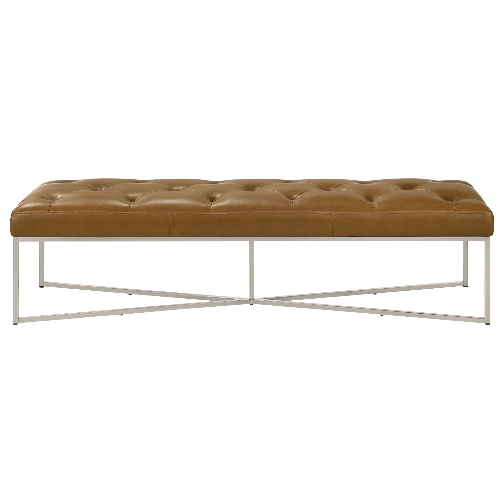 Harper Tan Leather Bench