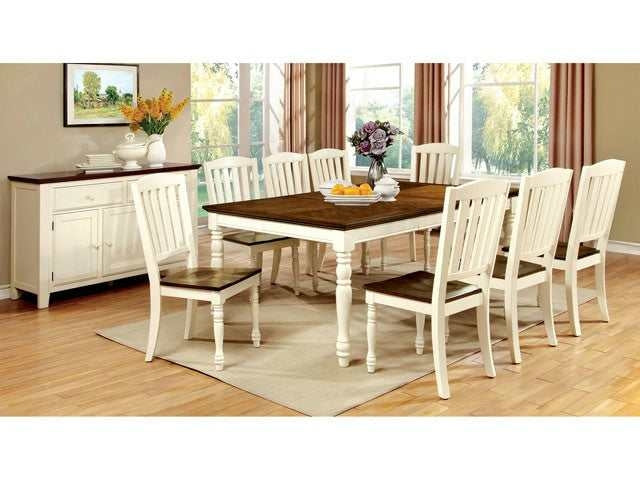 Harrisburg Vintage White/Dark Oak Dining Table w/ 18" Butterfly Leaf