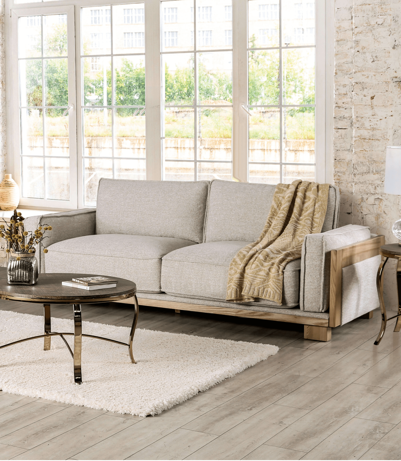 Harstad Light Brown/Natural Sofa & Loveseat