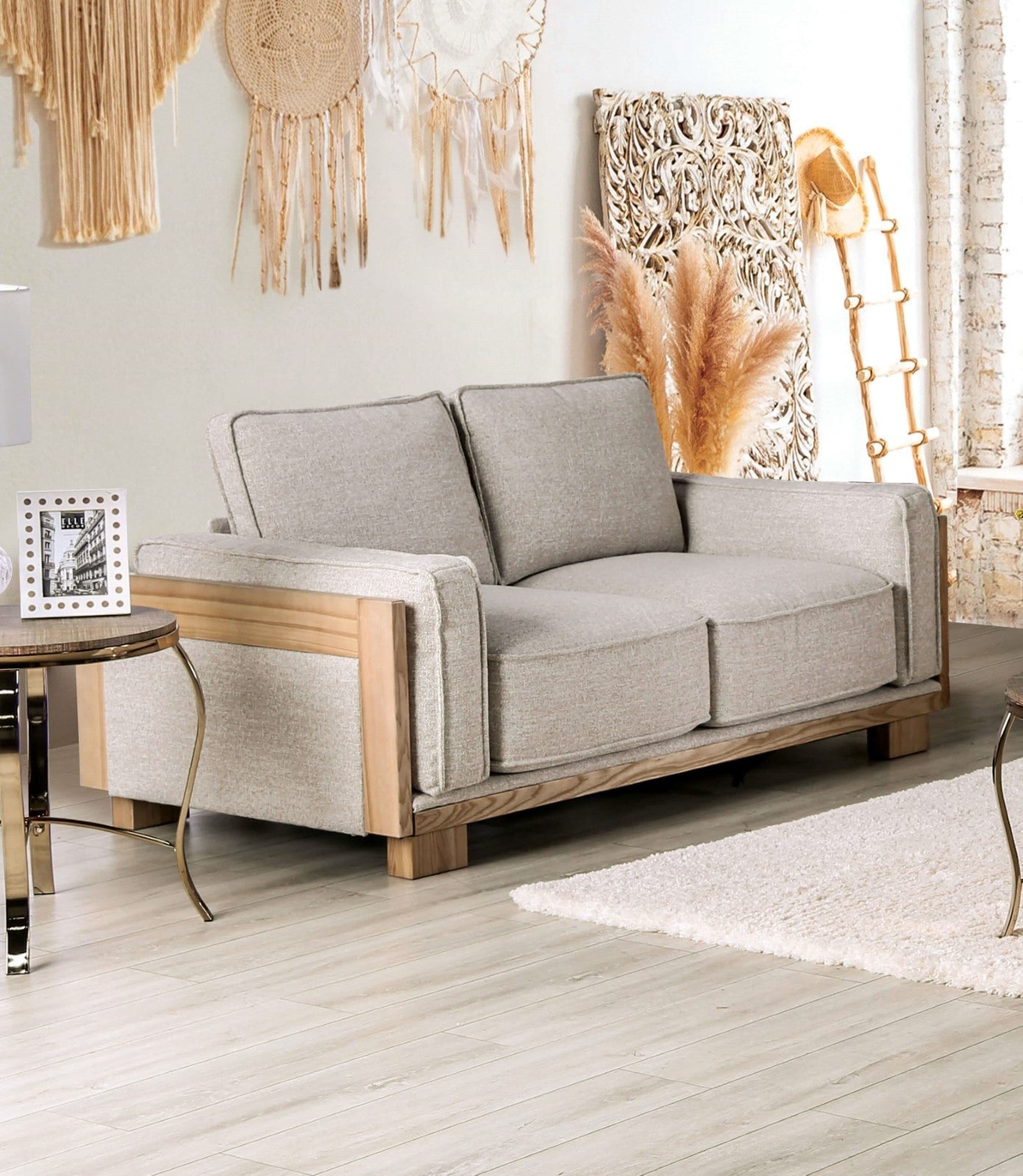 Harstad Light Brown/Natural Sofa & Loveseat
