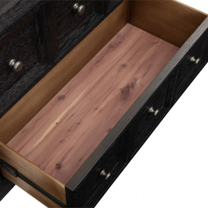 Hatton Cross Weathered Black Queen 5 Piece Bedroom Set w/2 Nightstands
