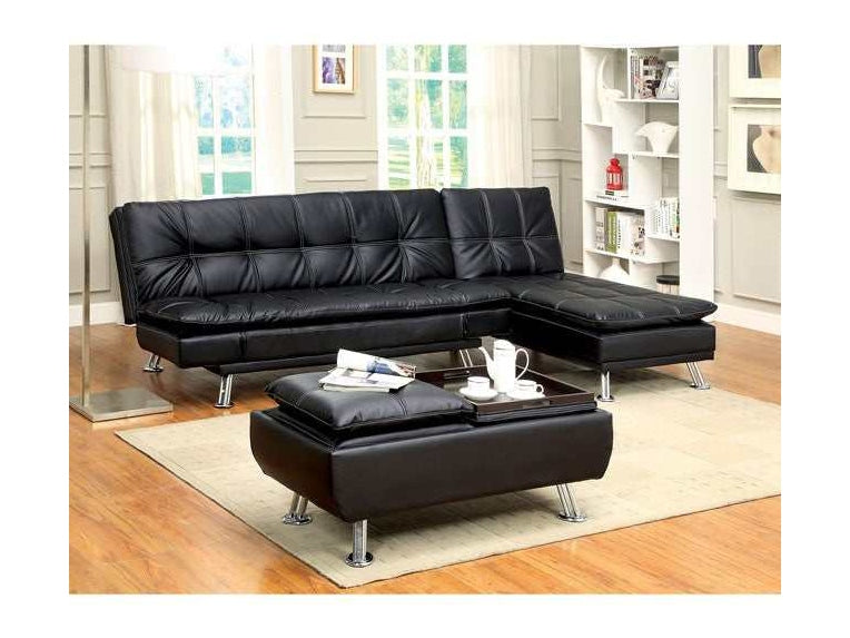Hauser Black/Chrome Futon Sofa