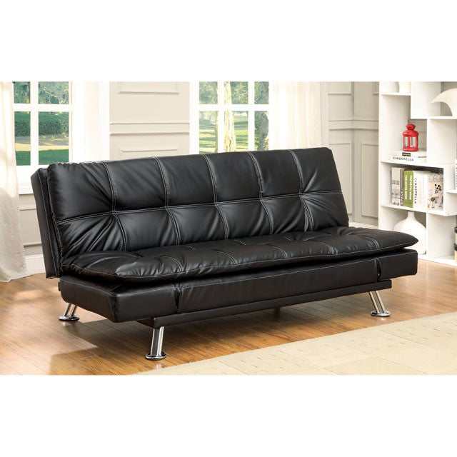 Hauser Black/Chrome Futon Sofa