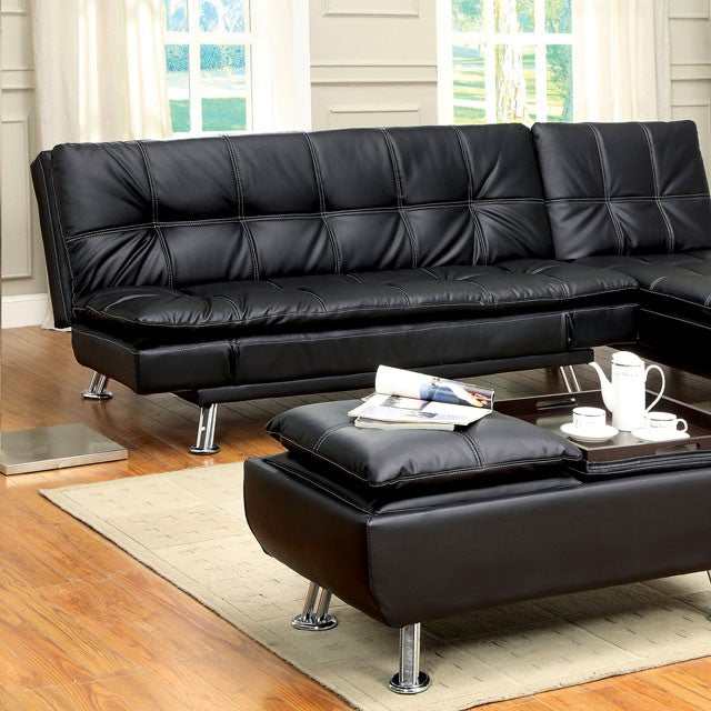 Hauser Black/Chrome Futon Sofa