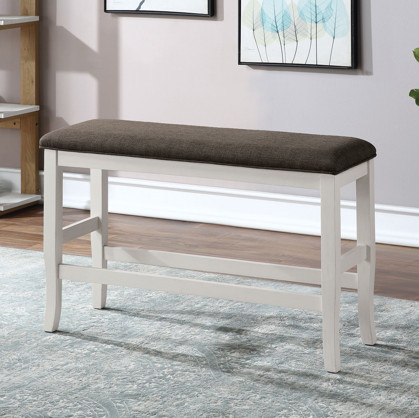 Heidelberg Off-White/Dark Gray 4 Pc. Counter Height Table Set w/ Bench