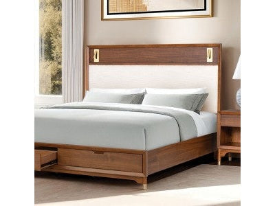 Hepburne Queen Walnut Bed w/ Storage Footboard