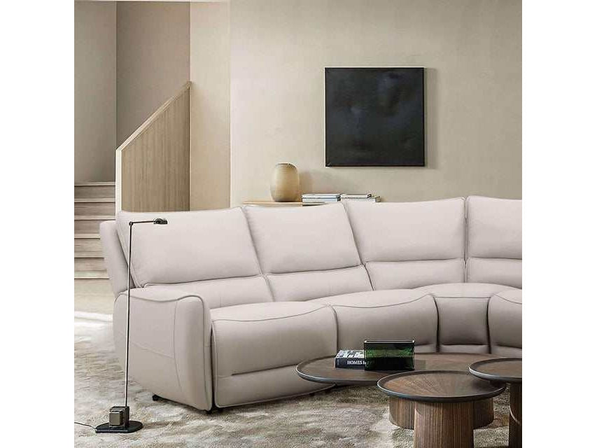 Hestia Beige Top Grain Leather Match Power Sectional