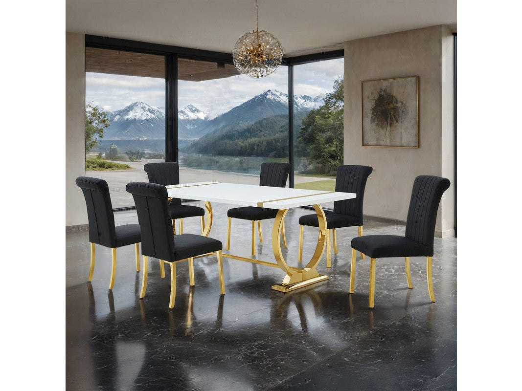 Holbaek Gold/Black 7 Pc. Dining Table Set