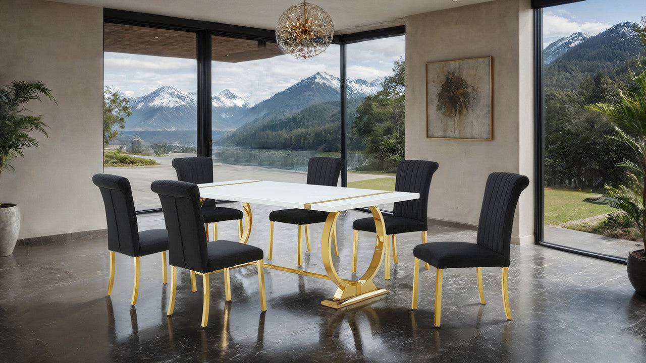 Holbaek Gold/Black 7 Pc. Dining Table Set