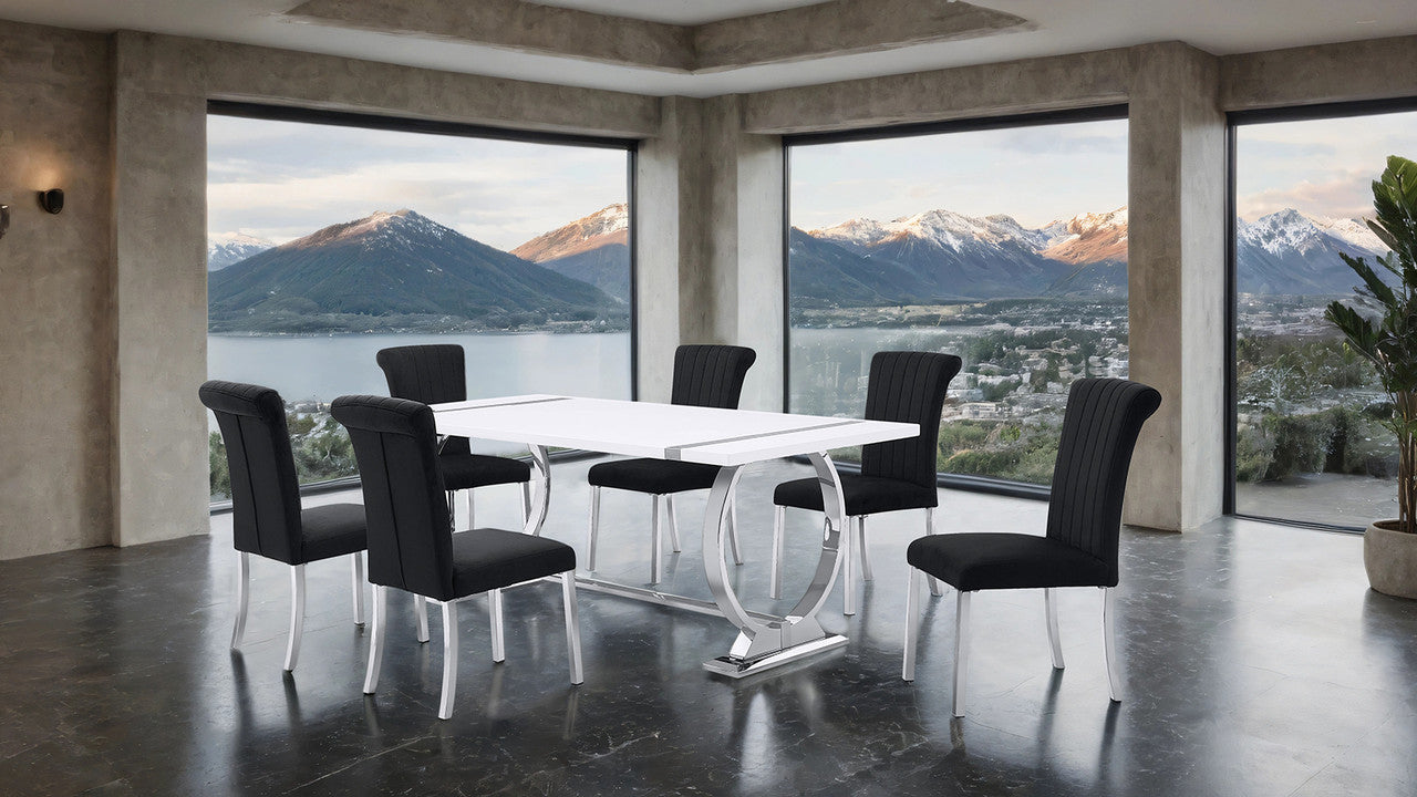 Holbaek Silver/Black 7 Pc. Dining Table Set