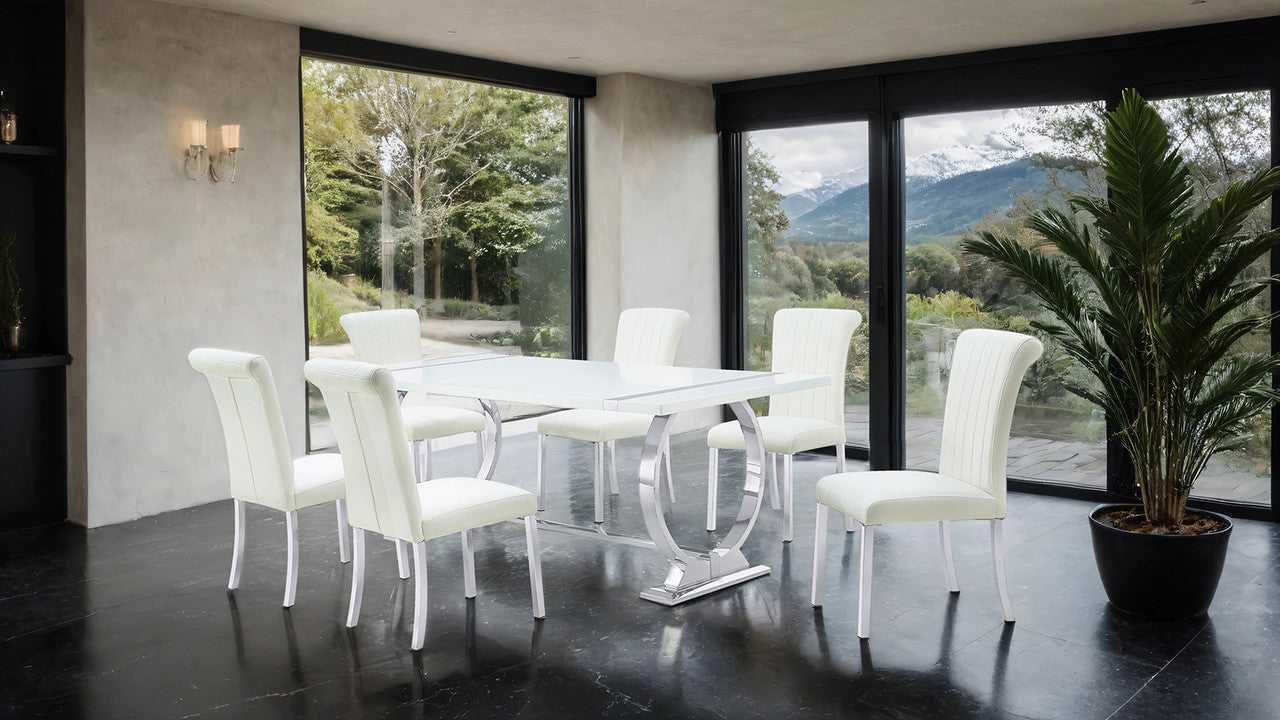 Holbaek Silver/White 7 Pc. Dining Table Set