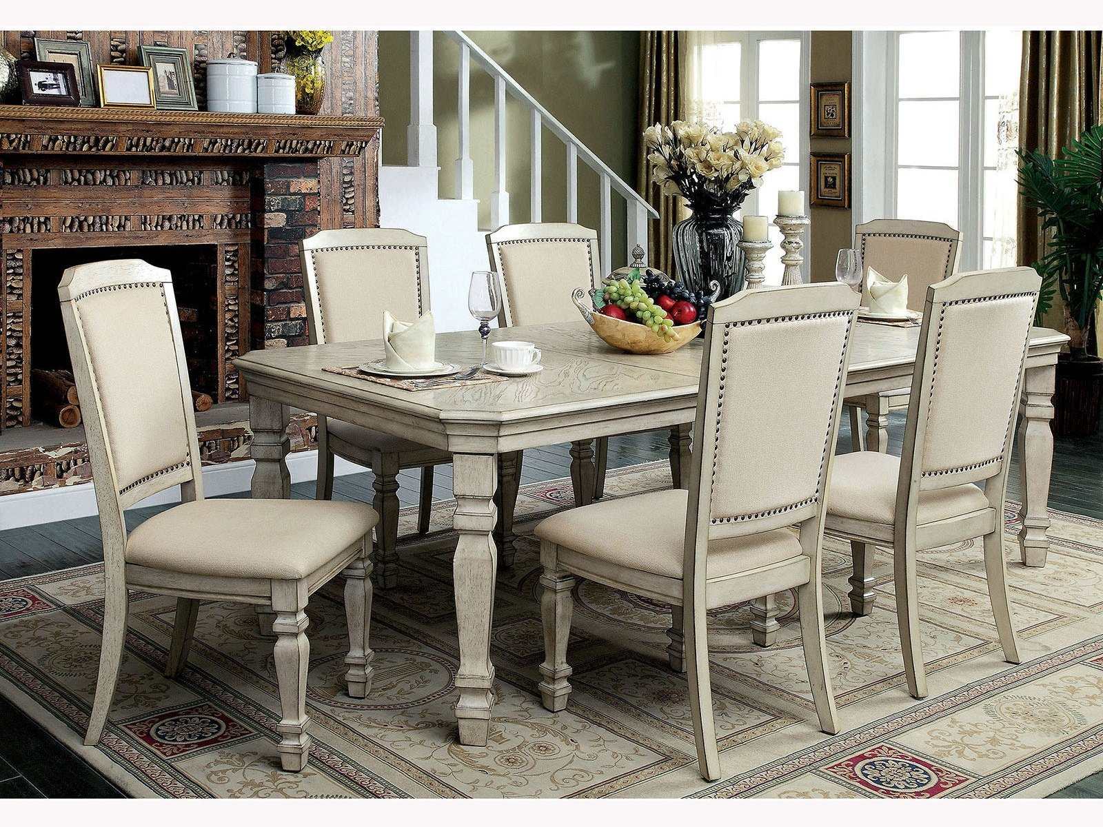 Holcroft Antique White & Ivory Dining Room Set / 7pc