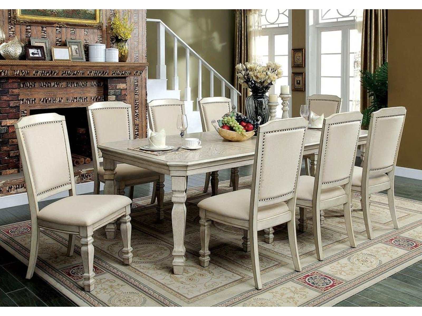 Holcroft Antique White & Ivory Dining Room Set / 9pc