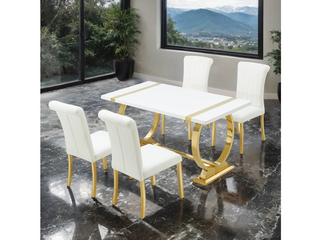 Holstebro Gold/White 5 Pc. Dining Table Set
