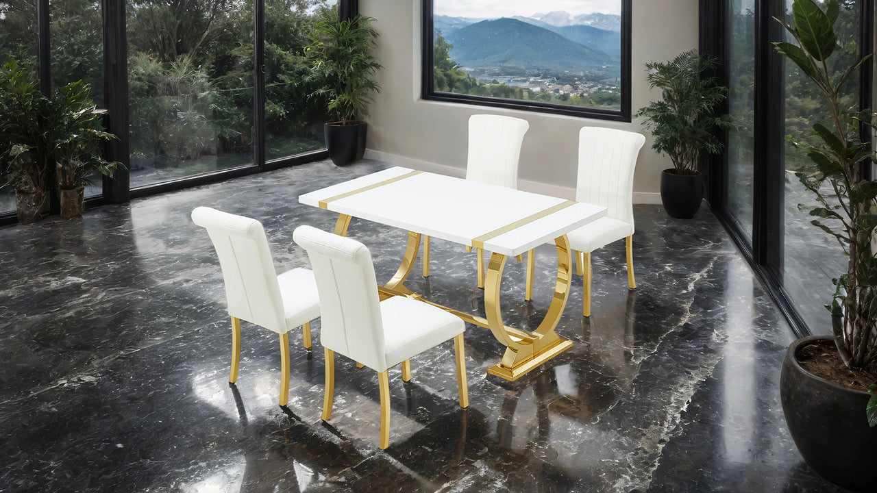 Holstebro Gold/White 60" Dining Table