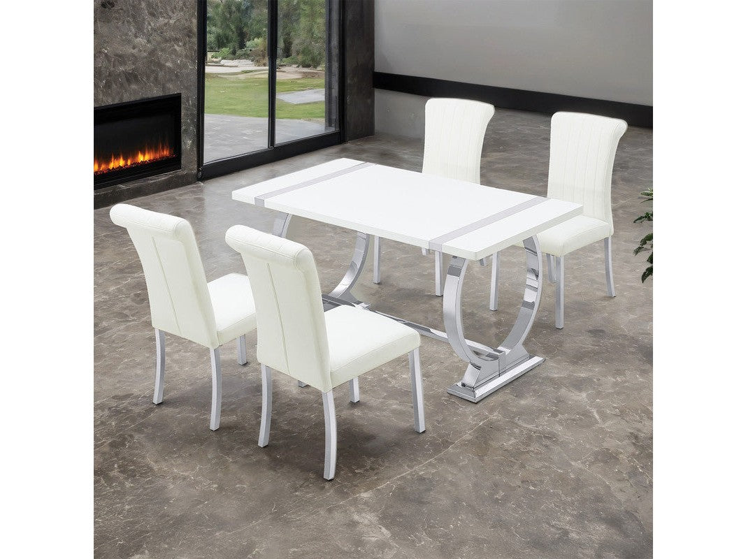 Holstebro Silver/White 5 Pc. Dining Table Set
