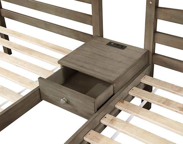 Hortense Warm Gray Triple Twin Bunk Bed