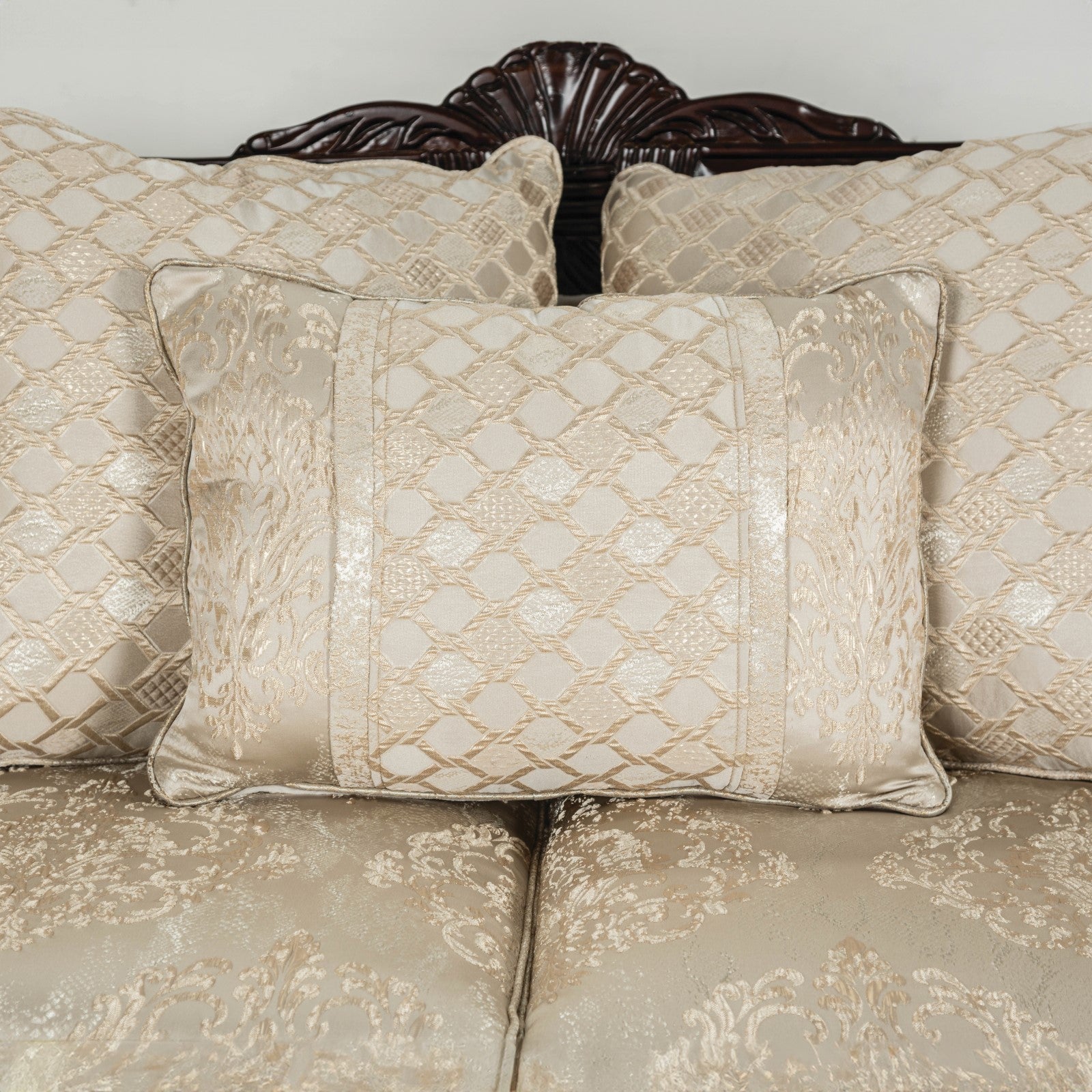 Huelva Beige/Dark Cherry Upholstery Living Room Set