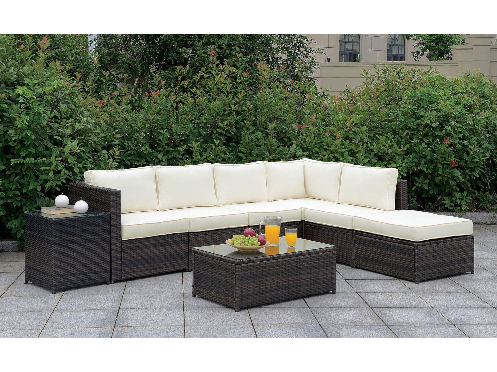 Ilona Brown/Beige L-Sectional & Coffee Table & End Table