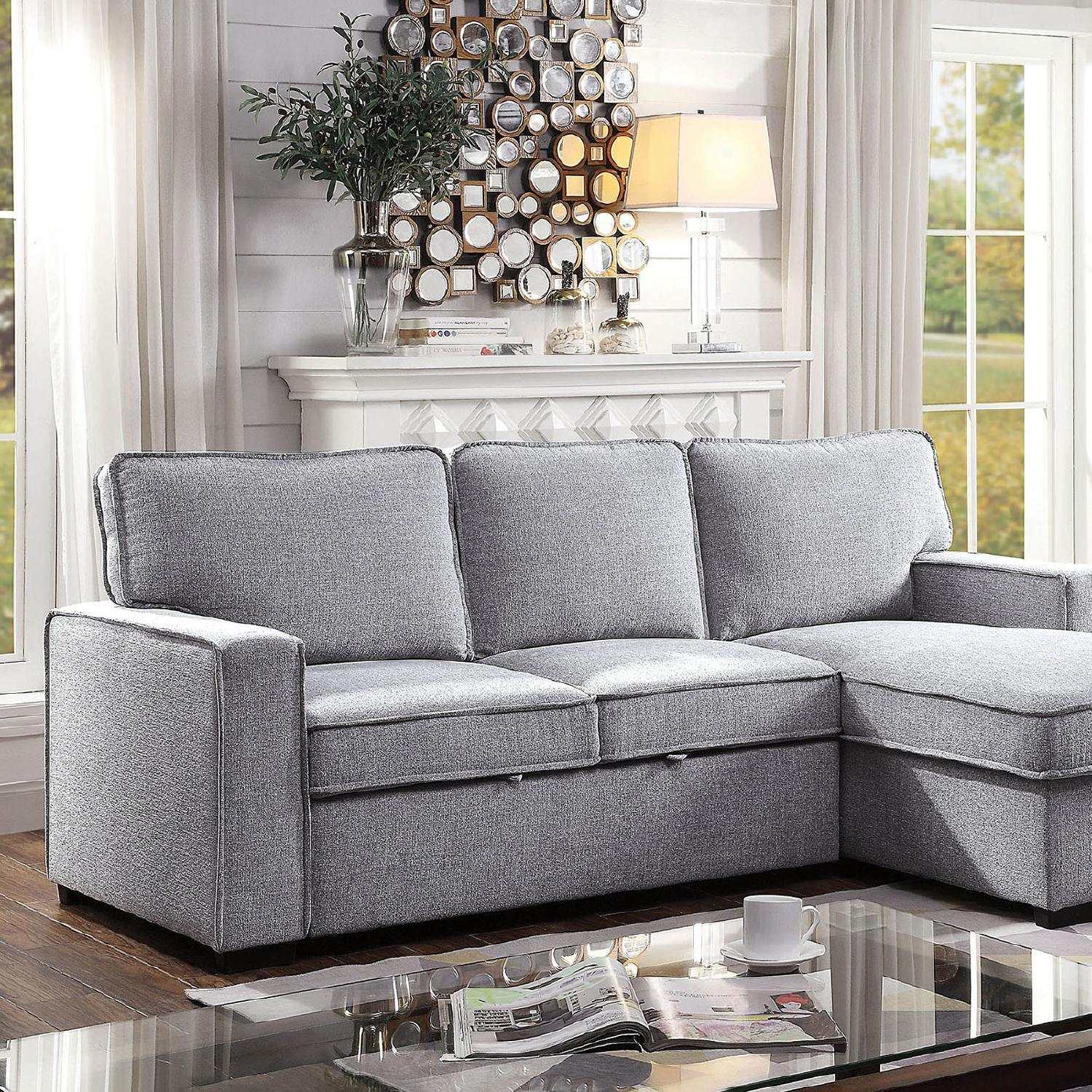 Ines Gray Sleeper Sectional Sofa w/ Storage
