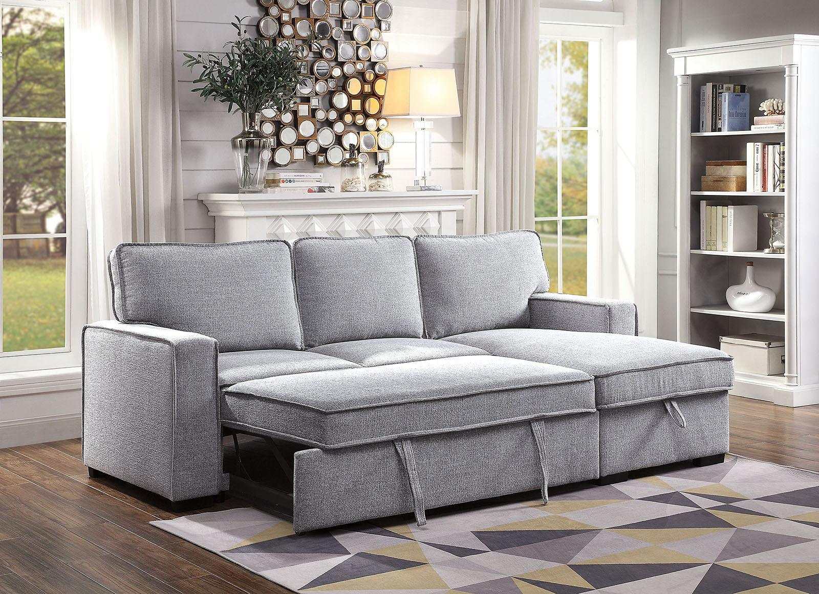 Ines Gray Sleeper Sectional Sofa w/ Storage