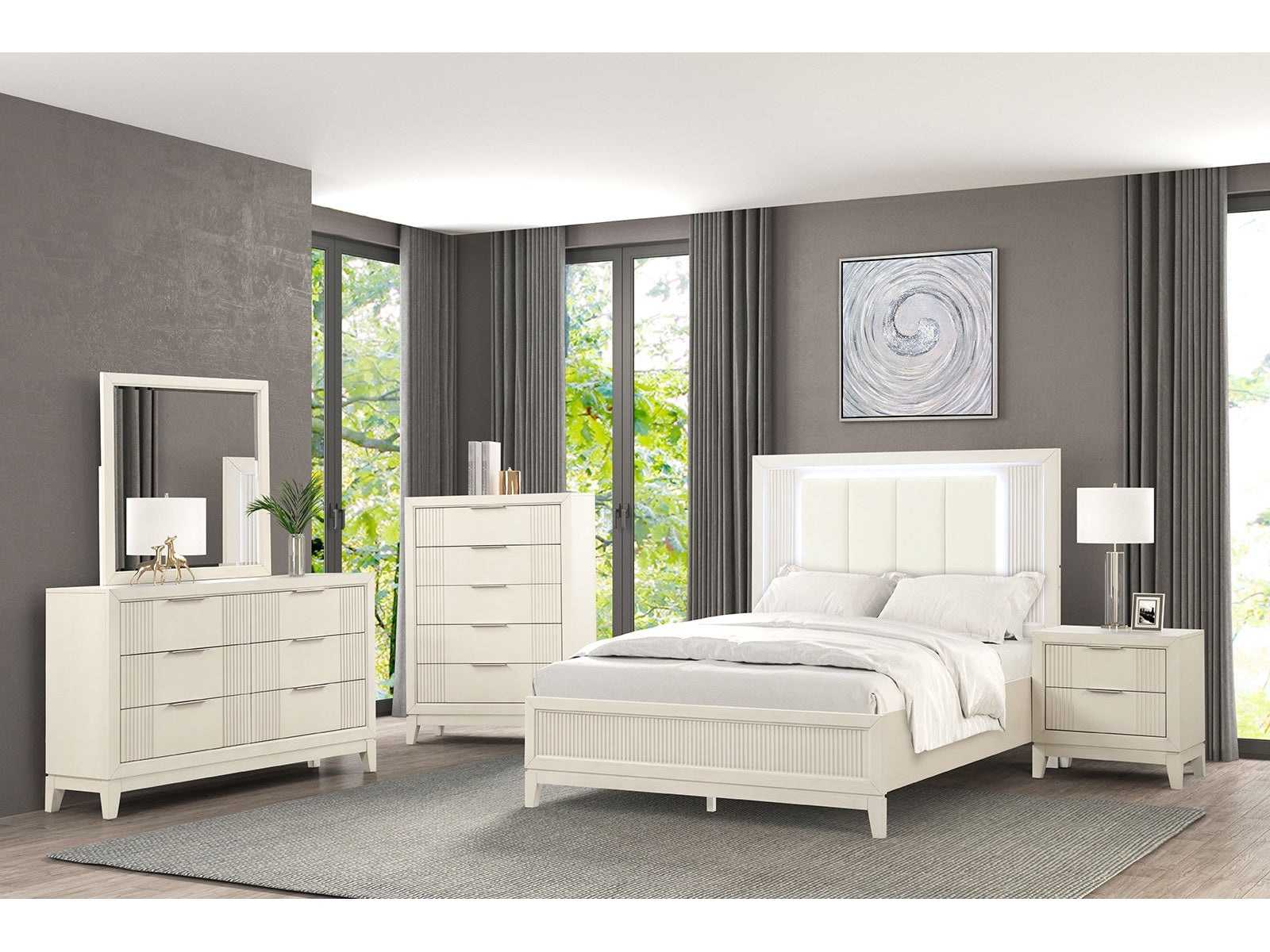 Isadore White Queen 4 Piece Bedroom Set