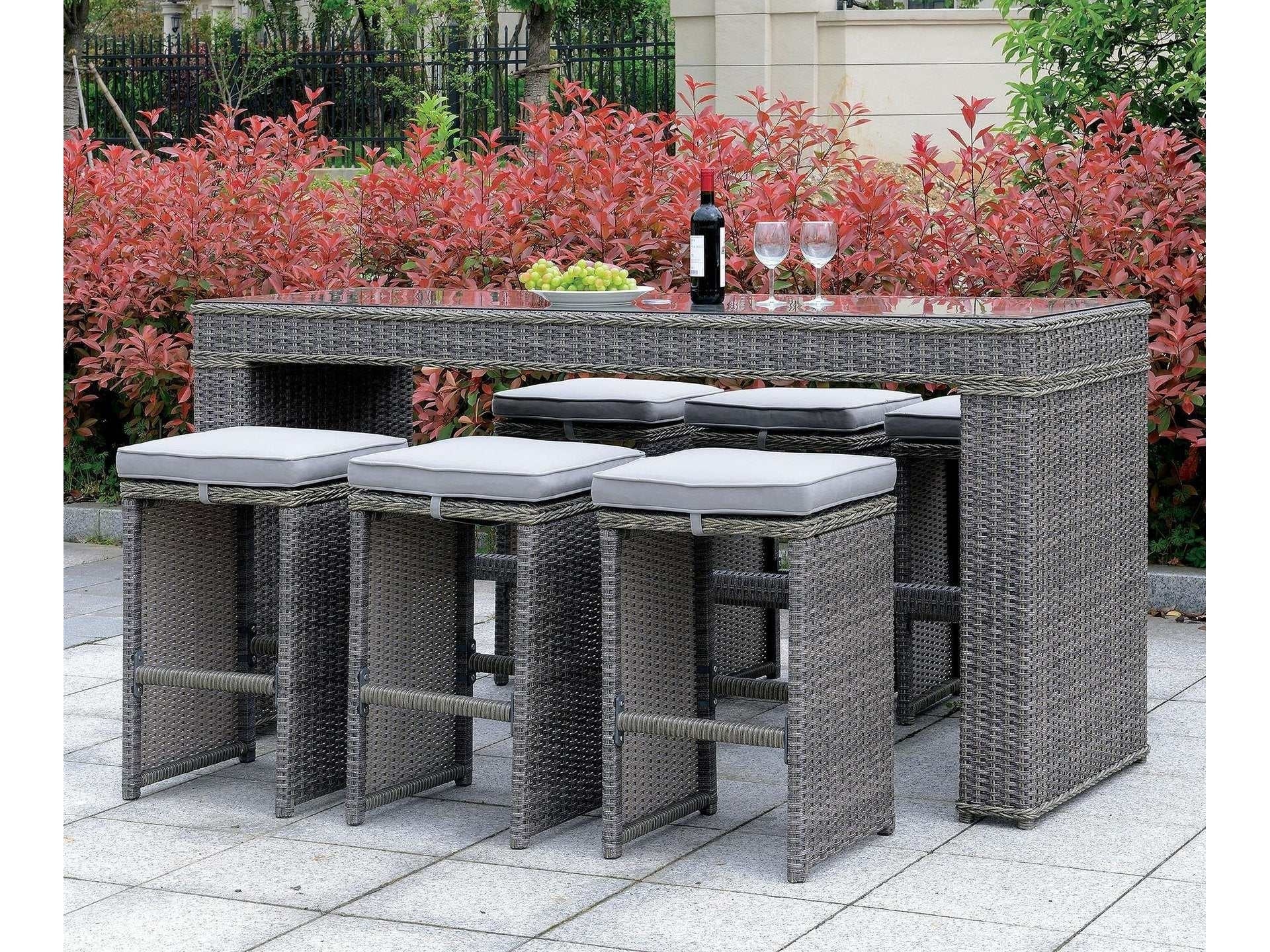 Ismay Gray 6pc Outdoor Bar Stool Set