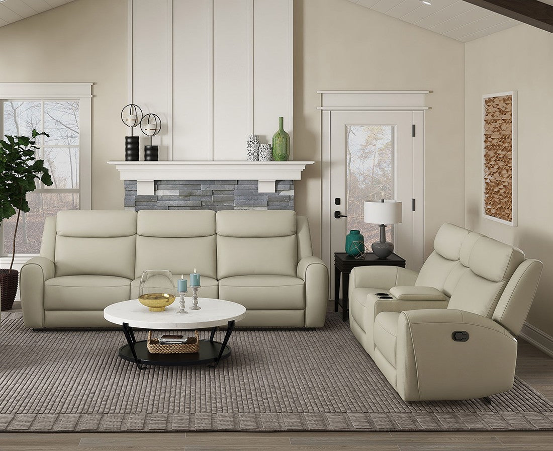 Jacobus Beige Leather Loveseat