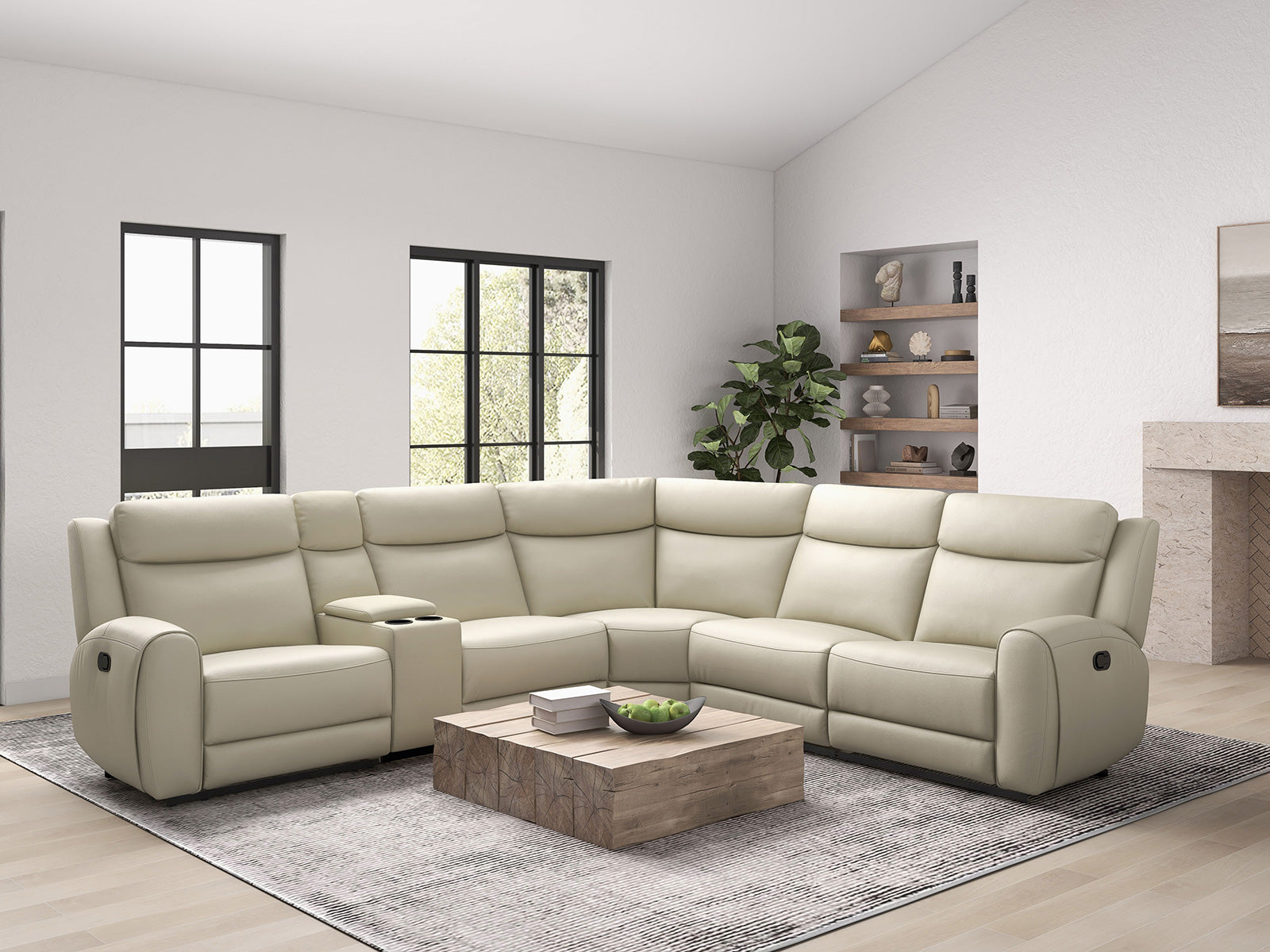 Jacobus Beige Leather Sectional